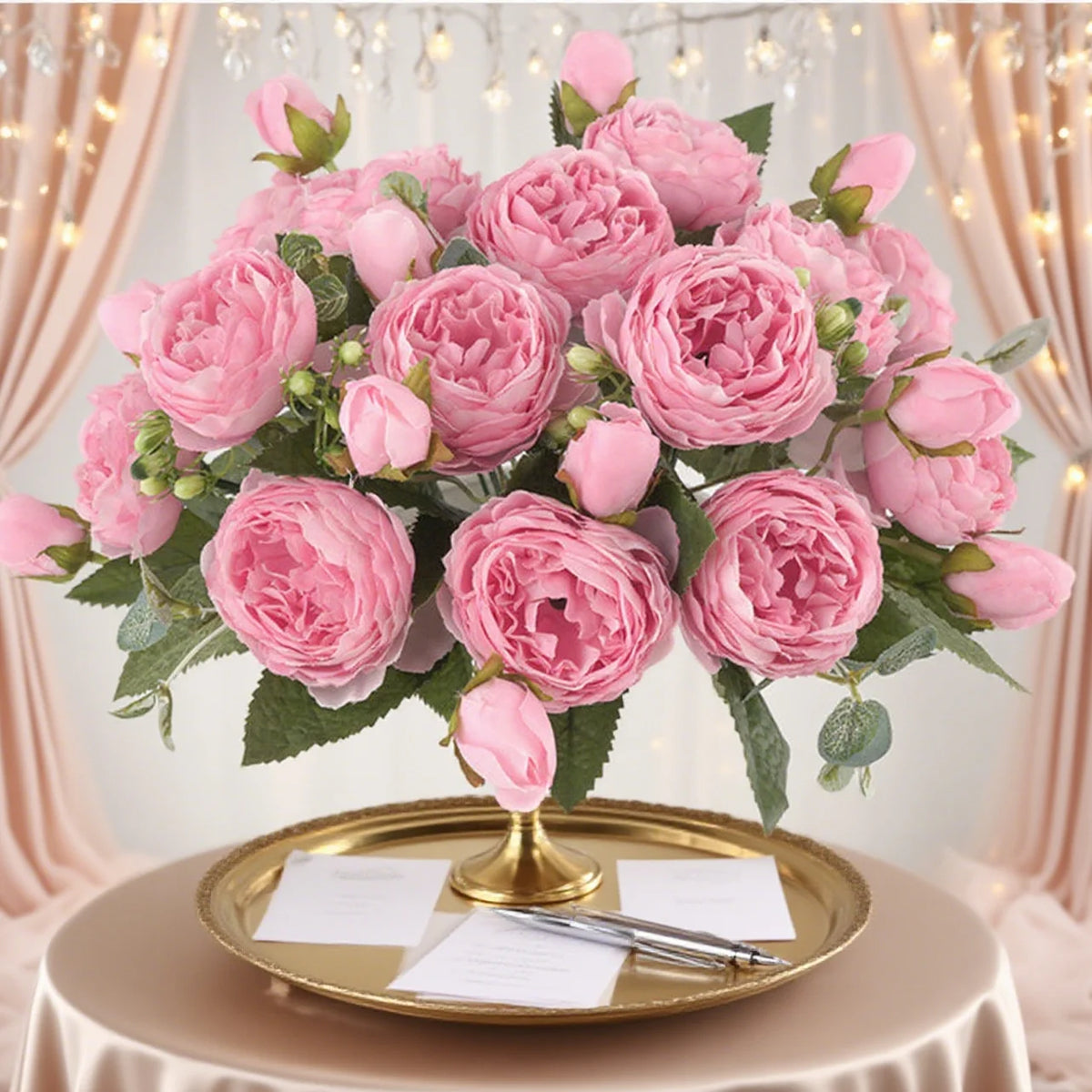 bouquet fleurs artificielles soie pivoine decoration maison elegante anniversaire mariage baby shower intérieur