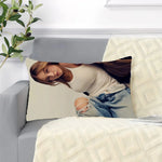 housse coussin rectangulaire imprimé personnage souriant noir moderne double face polyester