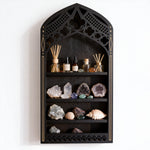 étagère murale gothique noire or pierres minéraux coquillages huiles essentielles decorative trois niveaux fixations