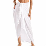 sarong élégant boho uni vert rose blanc noir tissu polyester rapide séchage tassel inclusion