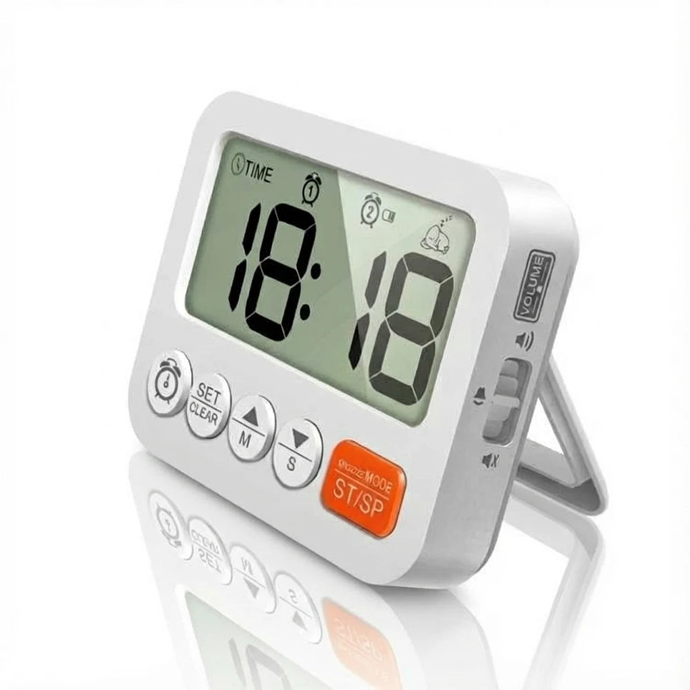 horloge numérique multifonctionnelle alarme minuterie blanc moderne compact pliable suspendu batteries