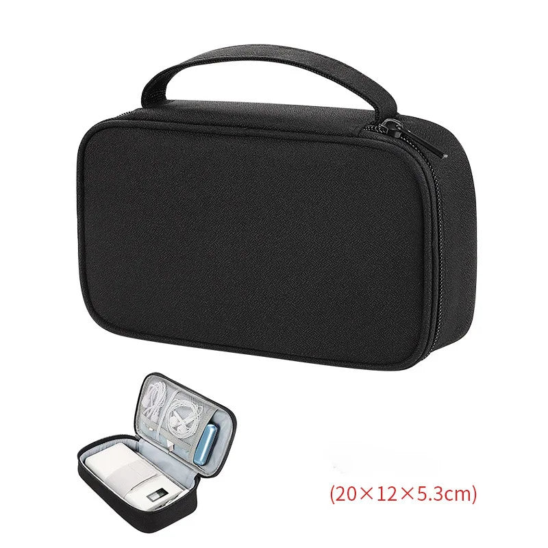 sac rangement accessoires tissu gris clair pratique ecouteurs cable usb chargeur voyage