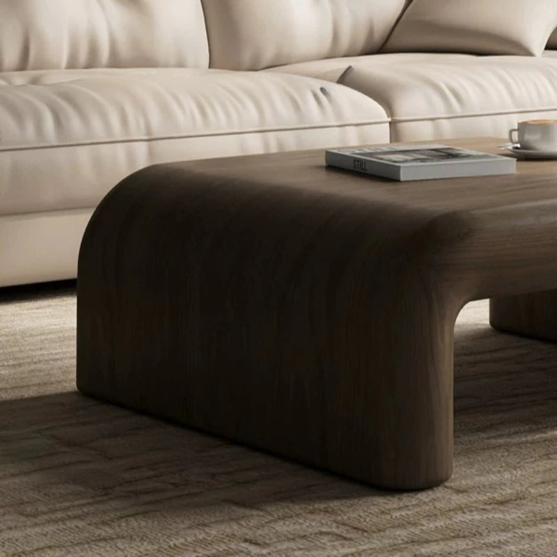 table basse moderne minimaliste bois massif marron foncé salon décoration artistique