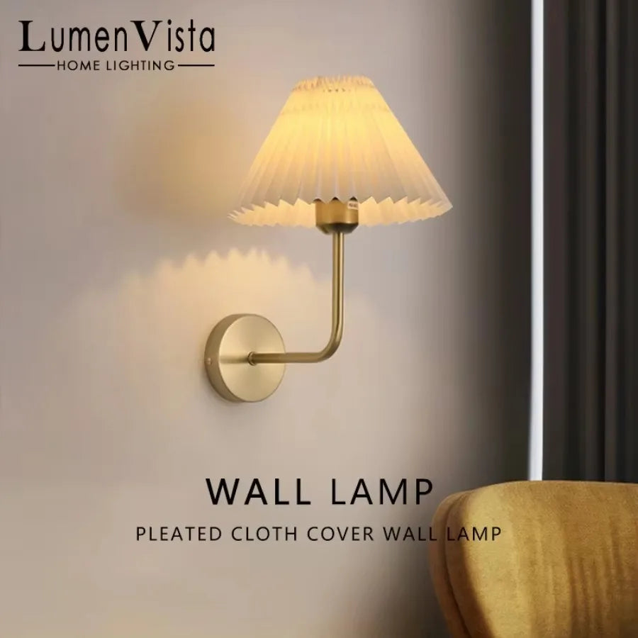lampe murale moderne or plissée éclairage quotidien murale fixations led decoration chambre salonhôtel