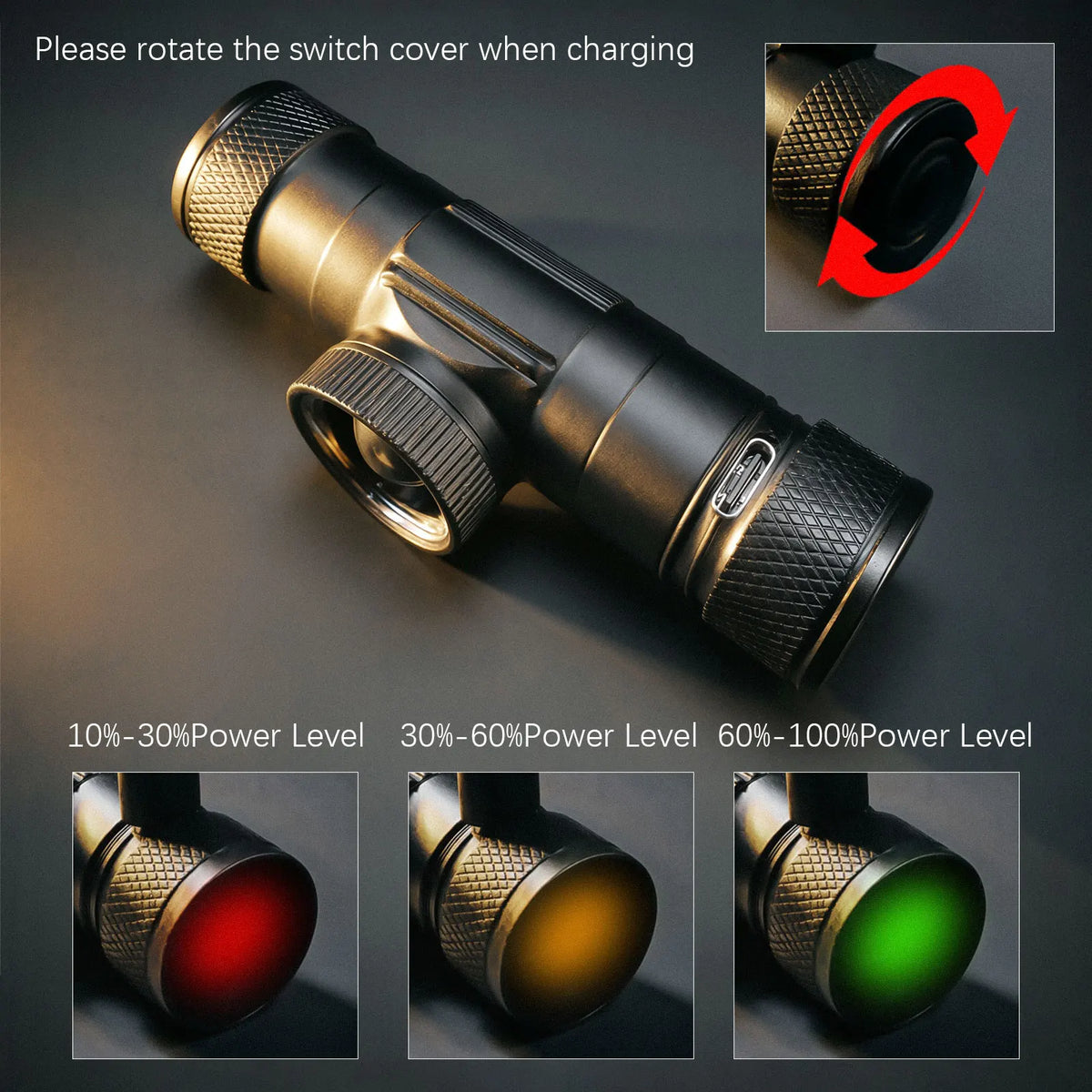 lampe frontale noire led rechargeable étanche camping pêche tête orientable zoom adjustable