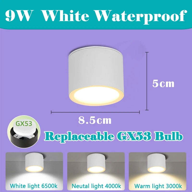 spot lumineux led étanche gx53 éclairage chambre salon cuisine blanc noir moderne