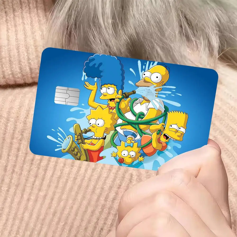 autocollants dessins animés simpsons fortnite cartes bancaires réutilisables imperméables pop art multicolores adultes femmes