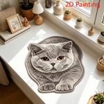 tapis gris chat motif dessin animé pile désossée polyester salon chambre couloir japonais coréen