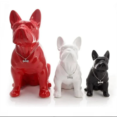 Sculpture de bouledogue français en résine verte claire, décoration moderne pour salon
