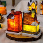 décoration noël lumineuses mini maisons résine brique tuiles colorées festive