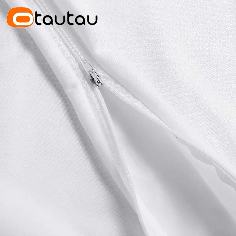 protège oreiller blanc imprimé bleu moderne 50x70cm imperméable non toxique respectueux environnement