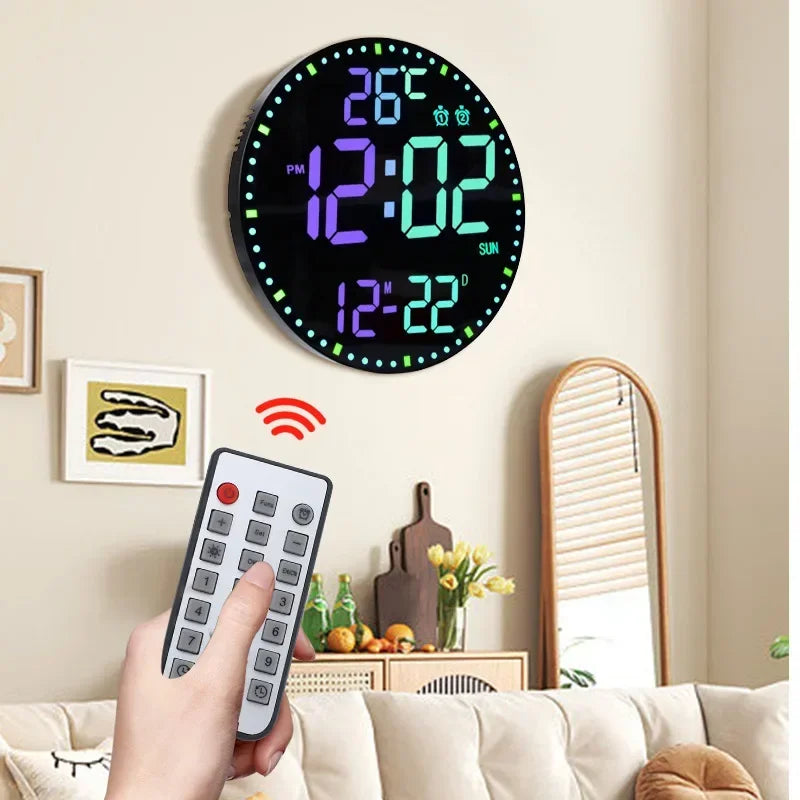 horloge murale numérique moderne horloge sans fil affichage date heure minimaliste decoration plastique led