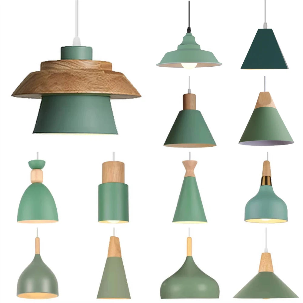 suspension lumineuse moderne vert conique câble suspendu salon chambrehôtel