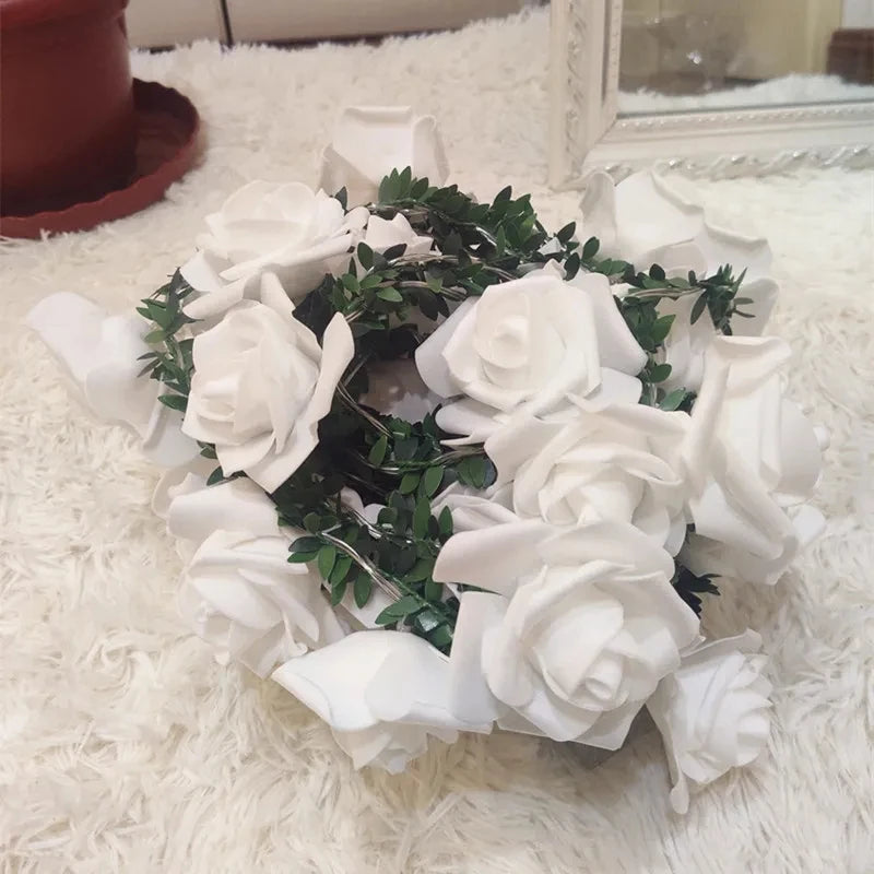 guirlande lumineuse rose feuilles vert festifs decoration mariage noel anniversaire blanc orange