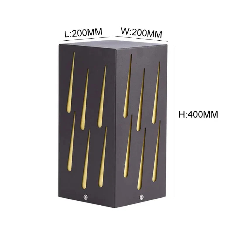 lampe solaire contemporaine noir doré lignes verticales ip65