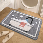 tapis bain polyester antidérapant motif baignoire moderne gris blanc rouge noir absorbant
