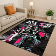 tapis gene simmons kiss rock noir orange portraits illustrations salon chambre