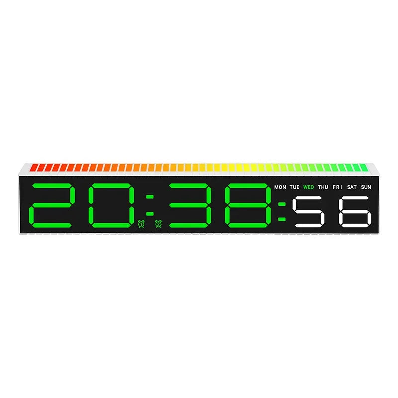 horloge led moderne réveil numérique lumière ambiance barre rythmique couleur réglable
