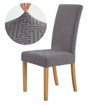 housse chaise moderne motif géométrique gris polyester anti poussière élastique banquet mariage salle manger