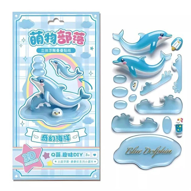 sticker 3d mignon dessin animé rose vert bleu blanc doré floral géométrique enfants classe