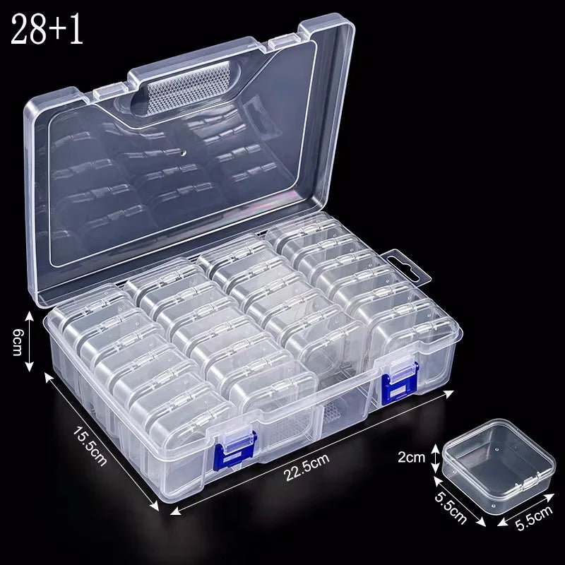 boîtes rangement transparentes modernes clips serrage set 30 compartiments organisation bijoux petits objets