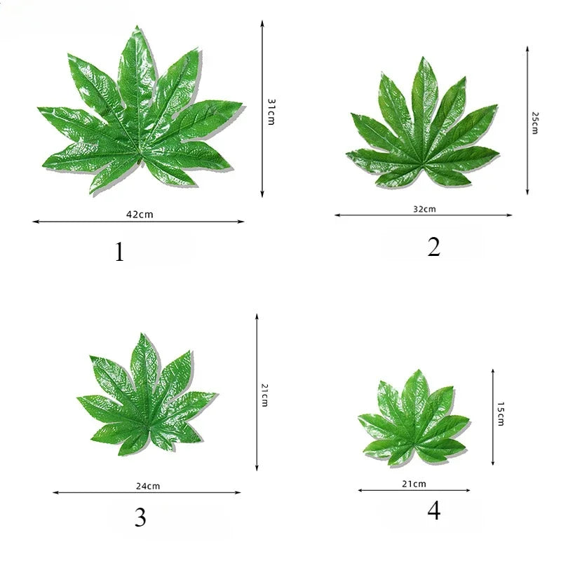 feuilles artificielles vertes différentes formes naturelles décoration extérieure intérieure pièces plastique