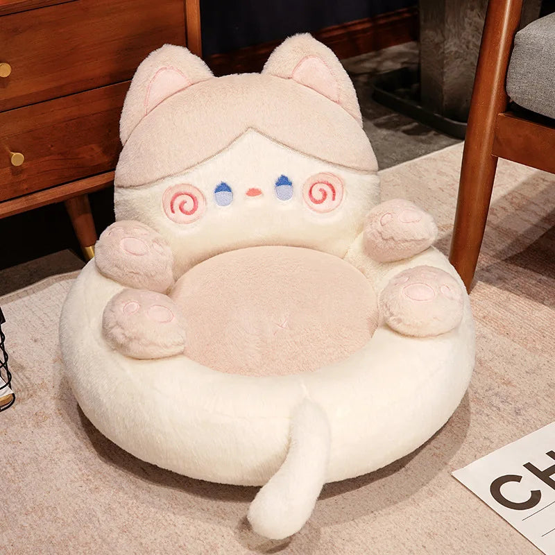 coussin forme chat gris mignon peluche oreilles yeux doux chambre salon étudeextérieur