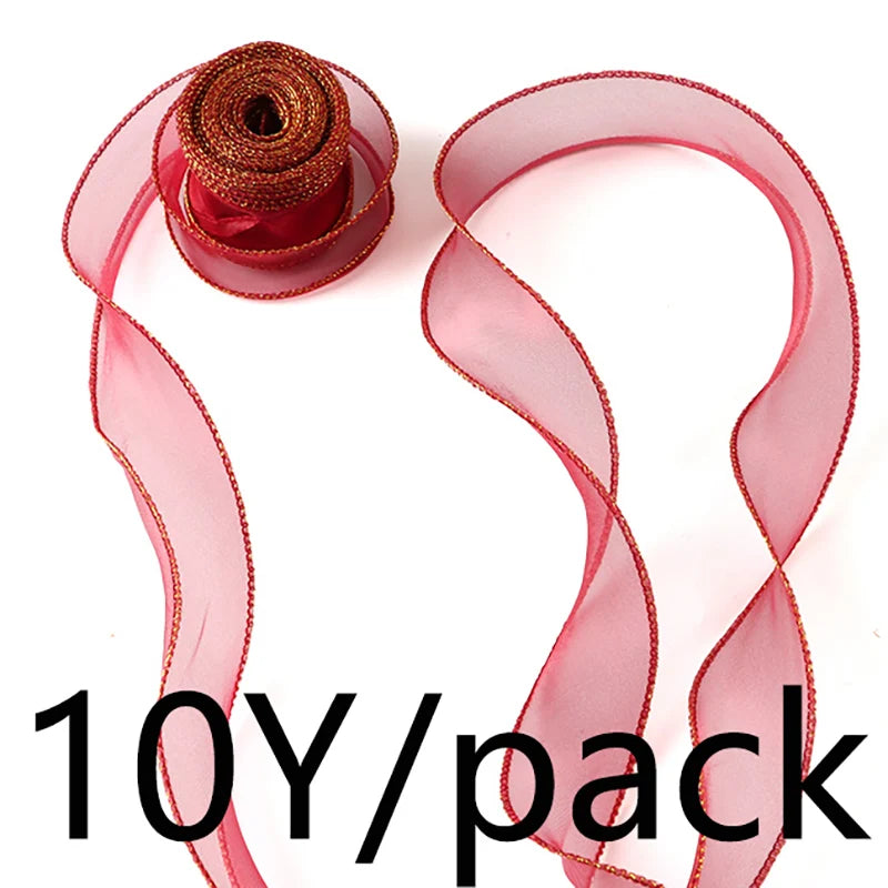 ruban organza bordure dorée classique rouge rose clair beige décoration gâteau boîte cadeau emballage