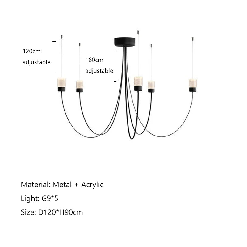 suspension lumineuse moderne led noir blanc verre texturé lumières tricolore minimaliste