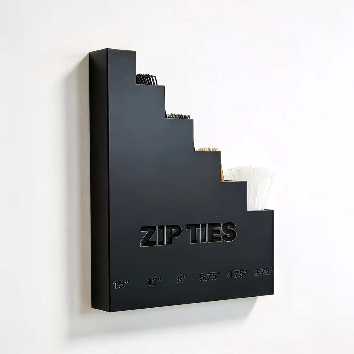 rangement mural boîte zip ties noir outils atelier garage moderne fonctionnel