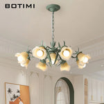 lampe suspendue moderne fleurs vert blanc abat jour verre dépoli led salon chambre