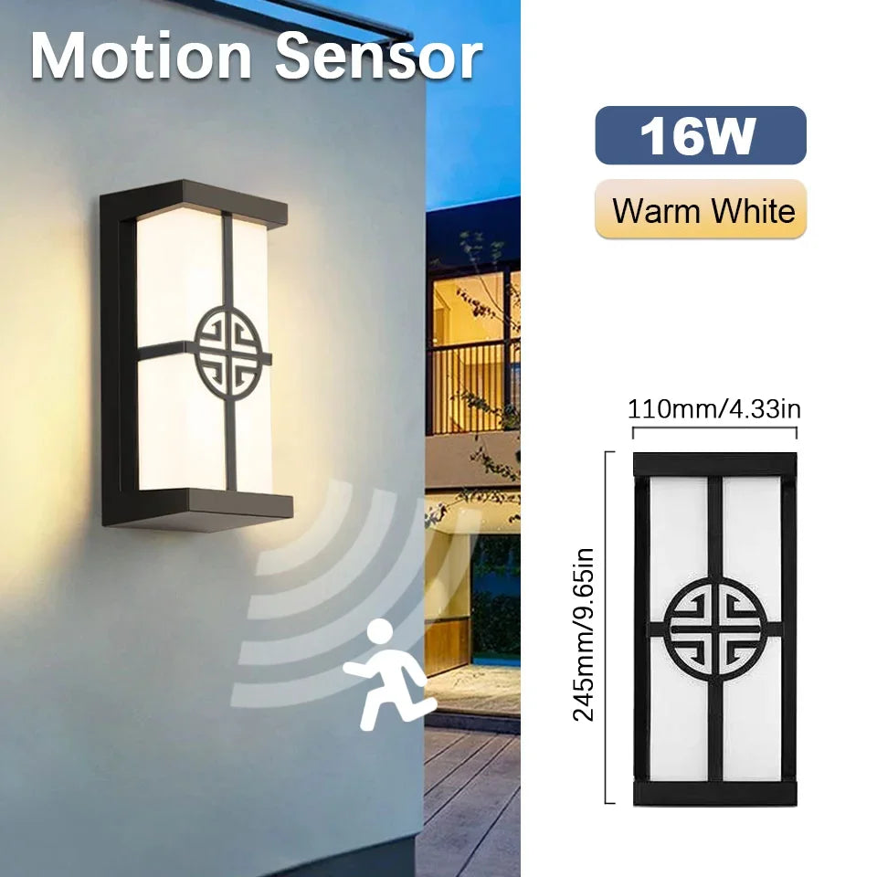 lampe murale led motion sensor ip65 abs contemporaine noire blanche 245mm 110mm 100mm