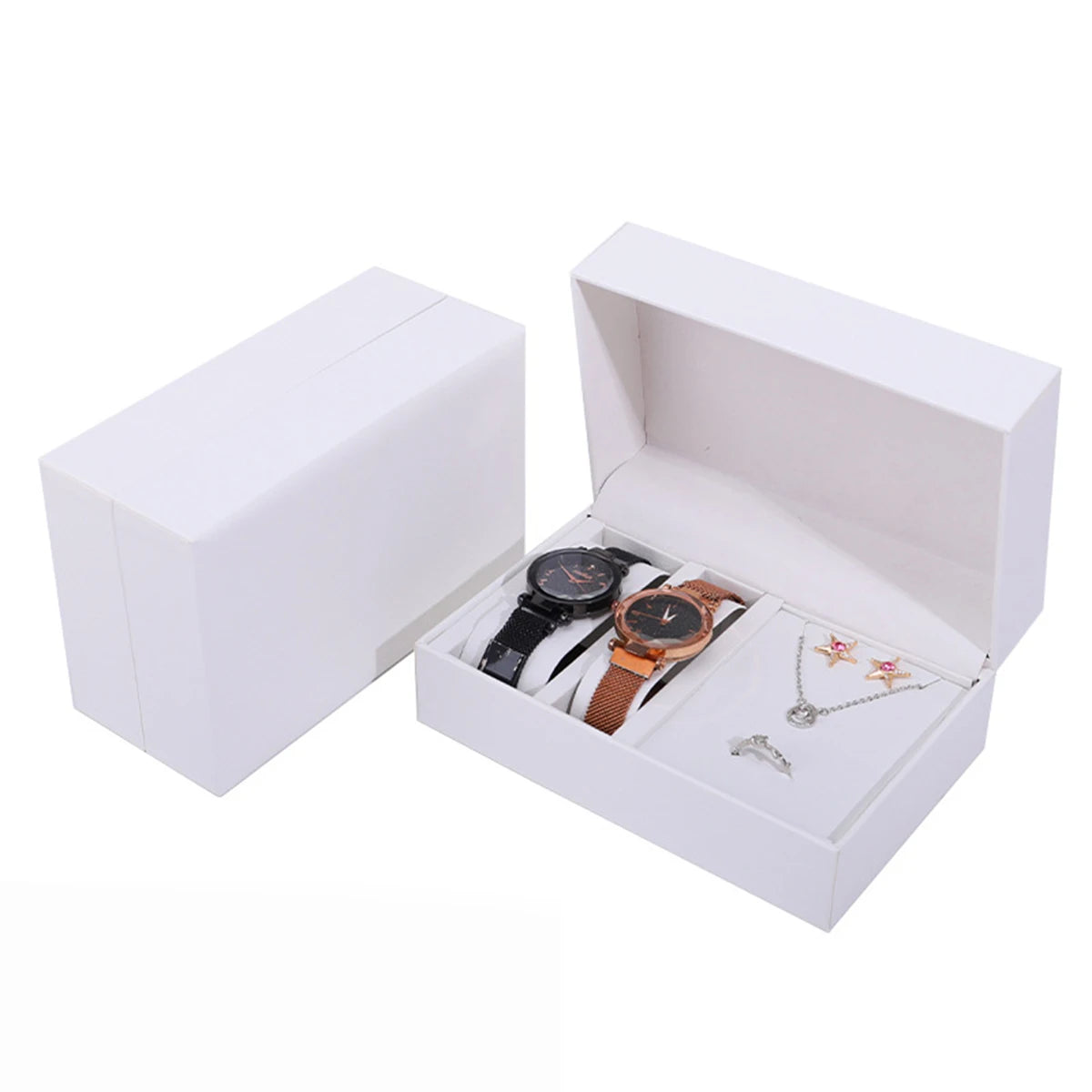 boîtes bijoux simili cuir noir rouge vert classiques rangement montres bracelets boucles d'oreilles
