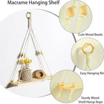 étagère suspendue macramé bois boho décor chambre salon nursery plantes anneaux métal