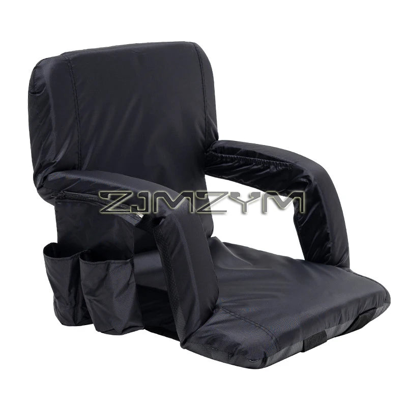 fauteuil pliable moderne gris tissu uni portable poches appui tête adjustableextérieurcamping