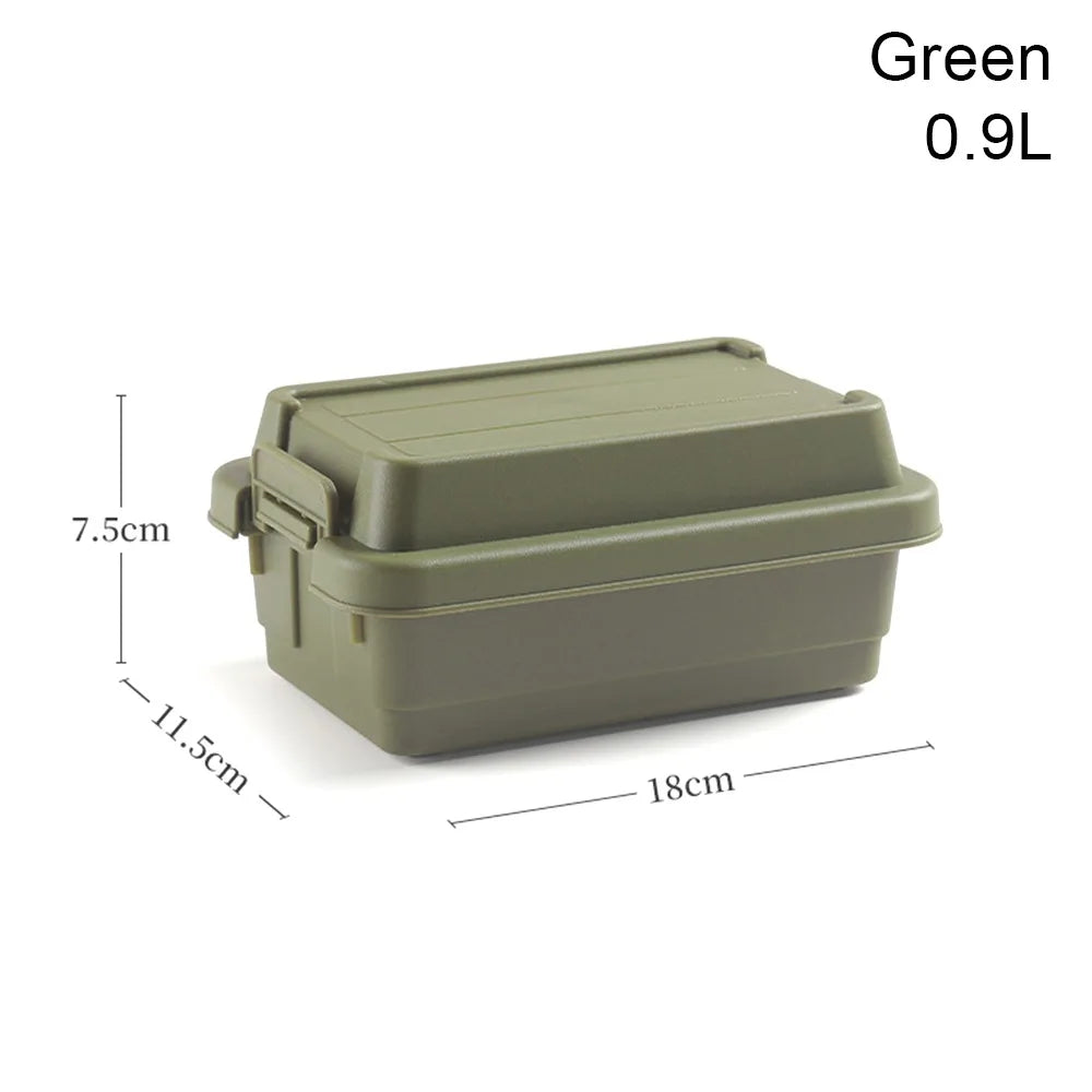 boîte rangement vert olive pratique poignées couvercle robuste autoportante matériau plastique réutilisable