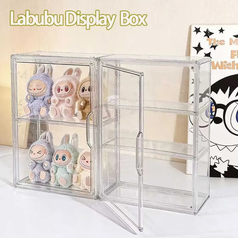boîtes rangement transparentes réutilisables adhésives modernes minimalistes figurines articles divers
