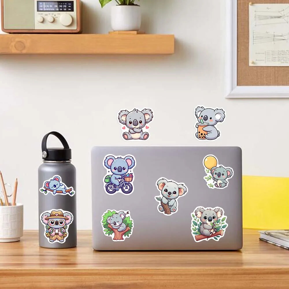 sticker koala dessin animé waterproof adhésif multicolor scolaire deco diy 10pcs 25pcs 50pcs