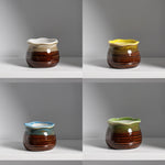 pots ceramique maincite rayes horizontales moderne marron vert bleu jaune