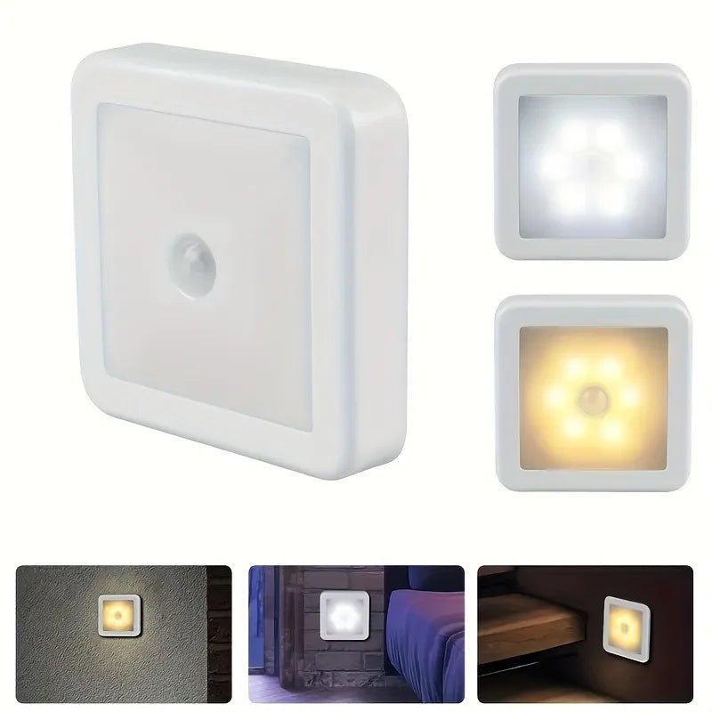 veilleuse led rectangle adhésive moderne capteur mouvement piles aaa blanc