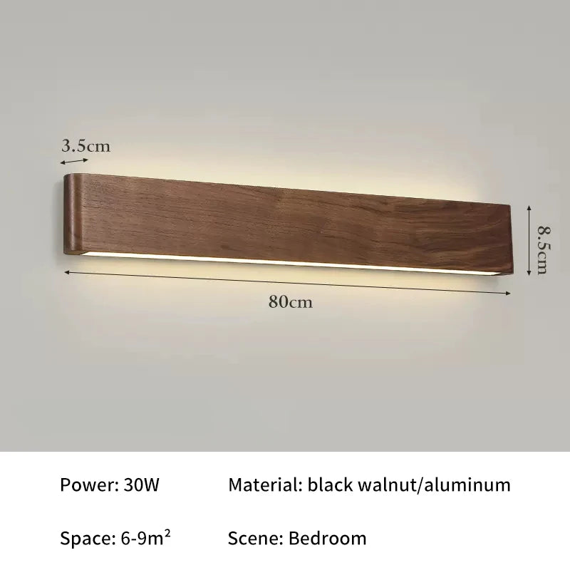lampe murale moderne bois minimaliste marron foncé éclairage quotidien chambre salon entrée étude cuisine