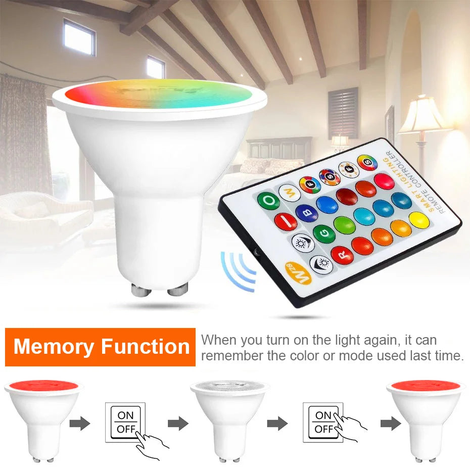 ampoule led rgb blanc moderne télécommande 16 couleurs ajustement luminosité chambre salon