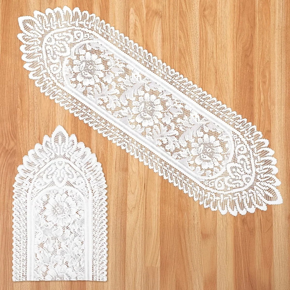 nappe dentelle motif floral transparent vintage rustique table noël