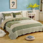 couvre lit patchwork coton floral vert beige rose matelassé maison hiverversible machine laver