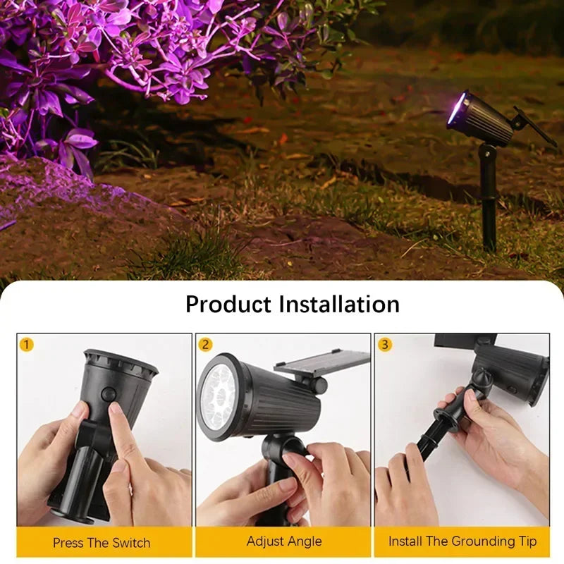 projecteur solaire led 9lumieres réglable moderne jardin étanche noir abs