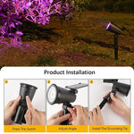 projecteur solaire led 9lumieres réglable moderne jardin étanche noir abs