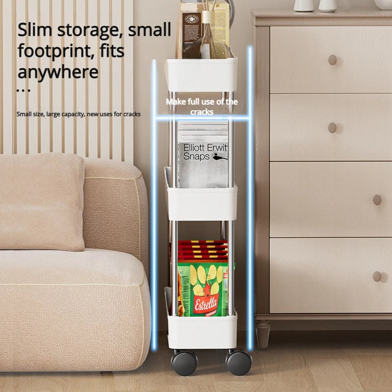chariot rangement roulant noir blanc moderne 360° rotatif respectueux environnement trois niveaux salon buanderie