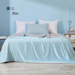 couverture climatisation bleu clair fine été respirante polyester lisse double face moderne refroidissement