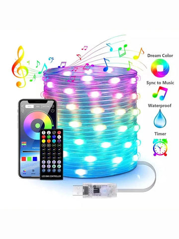 ruban led multicolore noel 40m 400 ampoules led points lumineux moderne controleur bluetooth