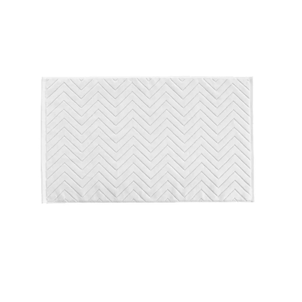 tapis bain coton antidérapant zigzag gris blanc vert moderne 40x60cm
